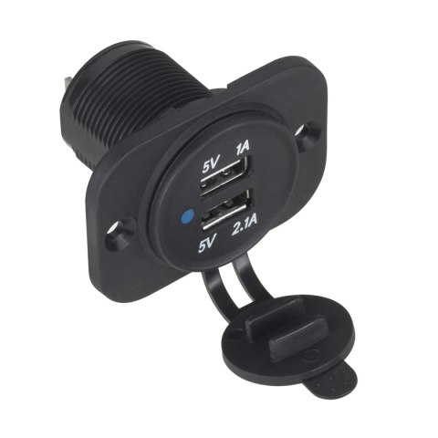 Ładowarka samochodowa USB 12/24V 1A+2.1A montażowa LXG526 Ładowarka samochodowa USB 12/24V 1A+2.1A montażowa LXG526