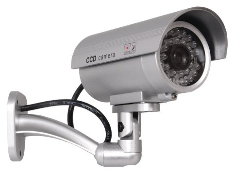 Atrapa kamery tubowej, diody IR LED, srebrna, IR9000S Atrapa kamery tubowej, diody IR LED, srebrna, IR9000S