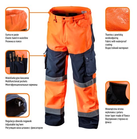 Spodnie robocze ostrzegawcze softshell, pomarańczowe, rozmiar XXXL Spodnie robocze ostrzegawcze softshell, pomarańczowe, rozmiar XXXL