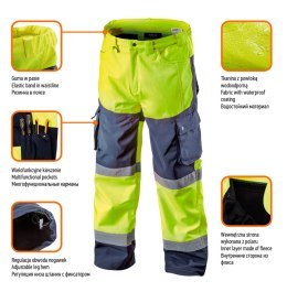Spodnie robocze ostrzegawcze softshell, żółte, rozmiar XXL