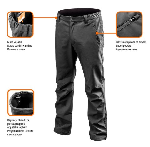 Spodnie robocze softshell, rozmiar L Spodnie robocze softshell, rozmiar L