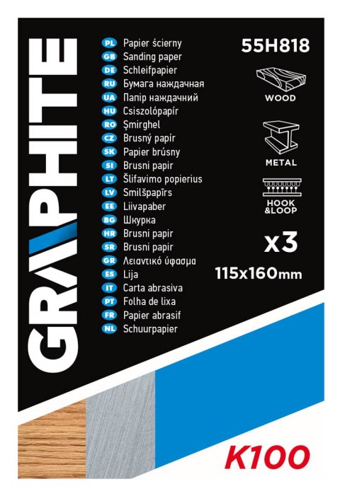 Papier ścierny 115 x 160 mm, otwory, perforacja do odrywania, rzep. K100, 3 szt. Papier ścierny 115 x 160 mm, otwory, perforacja do odrywania, rzep. K100, 3 szt.