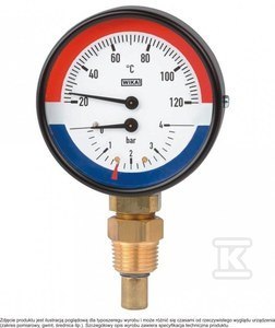 TERMOMANOMETR WP80R R1/2 1,0MPA/120ST.C TERMOMANOMETR WP80R R1/2 1,0MPA/120ST.C
