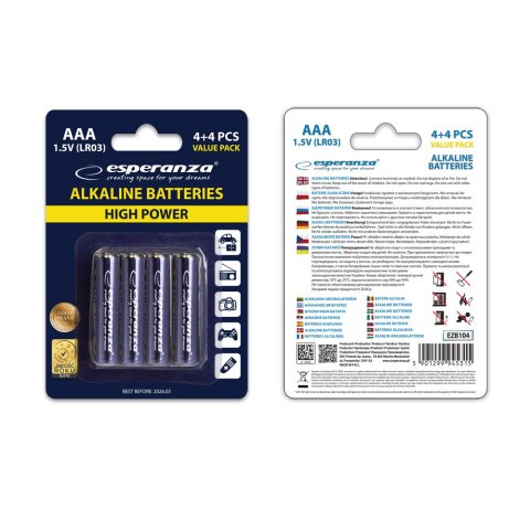 EZB104 Esperanza baterie alkaliczne aaa 8szt blister EZB104 Esperanza baterie alkaliczne aaa 8szt blister