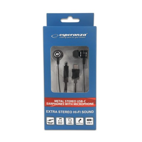 EH204K Esperanza słuchawki douszne metalowe z mikrofonem usb-c eh204k EH204K Esperanza słuchawki douszne metalowe z mikrofonem usb-c eh204k