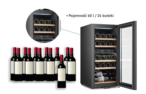 AD 8080 Lodówka na wino 24 butelki/ 60 litrów AD 8080 Lodówka na wino 24 butelki/ 60 litrów