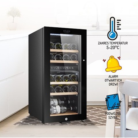 AD 8080 Lodówka na wino 24 butelki/ 60 litrów AD 8080 Lodówka na wino 24 butelki/ 60 litrów