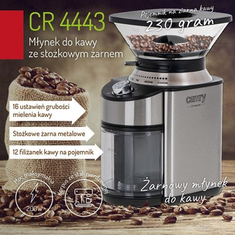 CR 4443 Młynek do kawy ze stożkowym żarnem CR 4443 Młynek do kawy ze stożkowym żarnem