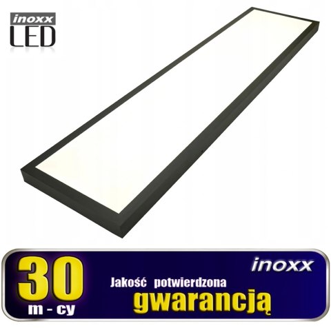 Panel led sufitowy 120x30 36w lampa slim kaseton 6000k zimny+ ramka natynkowa czarna