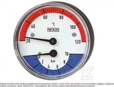TERMOMANOMETR WP63T R1/2 0,6MPA/120ST.C TERMOMANOMETR WP63T R1/2 0,6MPA/120ST.C