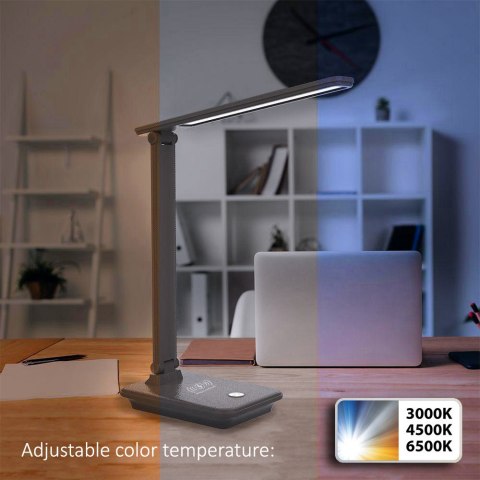 Lampka biurkowa LED Maclean, max. 9W, 220-240V AC, możliwość zmiany barwy, ściemnialna, ładowarka bezp., 450lm, MCE616 B Lampka biurkowa LED Maclean, max. 9W, 220-240V AC, możliwość zmiany barwy, ściemnialna, ładowarka bezp., 450lm, MCE616 B