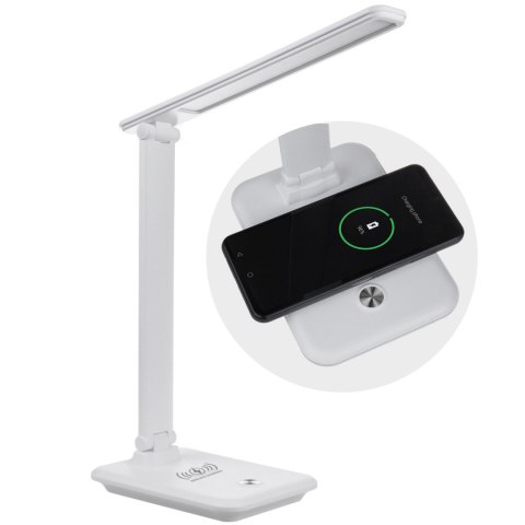 Lampka biurkowa LED Maclean, max. 9W, 220-240V AC, możliwość zmiany barwy, ściemnialna, ładowarka bezprz., 450lm, MCE616 W Lampka biurkowa LED Maclean, max. 9W, 220-240V AC, możliwość zmiany barwy, ściemnialna, ładowarka bezprz., 450lm, MCE616 W
