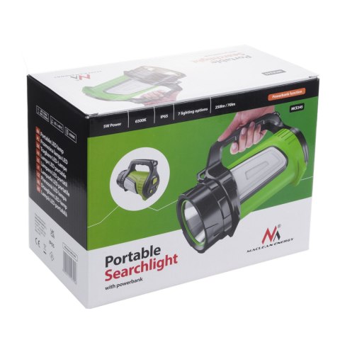 Latarka LED 3w1 Maclean, funkcja powerbanku, 3 tryby świecenia, 5W XM-L-T6, Cold White 6500K, 3,7V 3x18650, 4500mAh, MCE345 Latarka LED 3w1 Maclean, funkcja powerbanku, 3 tryby świecenia, 5W XM-L-T6, Cold White 6500K, 3,7V 3x18650, 4500mAh, MCE345