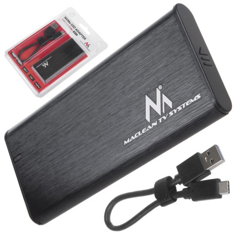 Obudowa dysku Maclean, SSD M.2, NVMe (PCIe), NGFF (SATA), USB 3.1, rozmiary 2230/2240/2260/2280, aluminiowa obudowa, MCE443 Obudowa dysku Maclean, SSD M.2, NVMe (PCIe), NGFF (SATA), USB 3.1, rozmiary 2230/2240/2260/2280, aluminiowa obudowa, MCE443