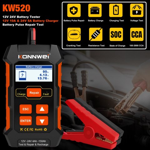 Prostownik, miernik baterii Konnwei 520 Prostownik, miernik baterii Konnwei 520