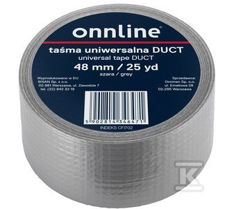 TAŚMA ONNLINE 48MM/25YD SZARA DUCT TAŚMA ONNLINE 48MM/25YD SZARA DUCT