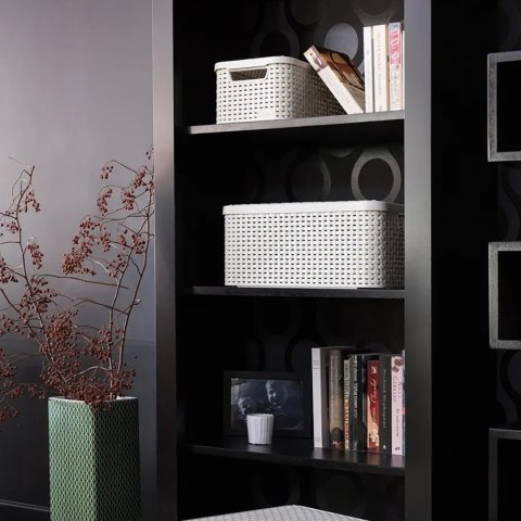 Koszyk z pokrywą Curver Rattan Style S jasny szary Koszyk z pokrywą Curver Rattan Style S jasny szary