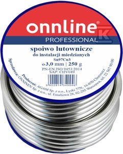 LUT MIĘKKI SN97CU3 3,0MM 250G ONNLINE LUT MIĘKKI SN97CU3 3,0MM 250G ONNLINE