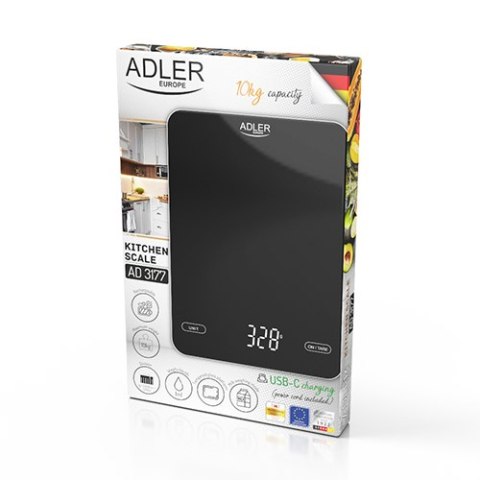 AD 3177 black Waga kuchenna 10kg ładowana przez usb AD 3177 black Waga kuchenna 10kg ładowana przez usb