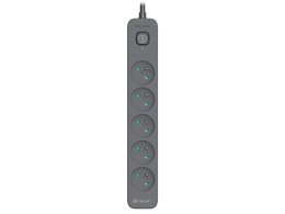 Listwa zasilająca antyprzepięciowa TRACER Power Line+ 3,0 m Graphite (5 gniazd)