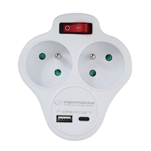 ELK311W Esperanza rozgałęźnik elektr. 2 gn. usb-c usb-a wł. biały ELK311W Esperanza rozgałęźnik elektr. 2 gn. usb-c usb-a wł. biały