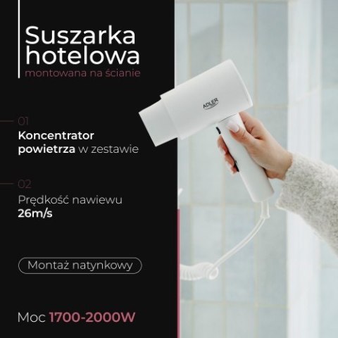 AD 2285 white Suszarka hotelowa, montowana na ścianie AD 2285 white Suszarka hotelowa, montowana na ścianie