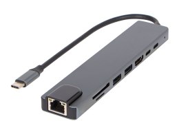 86-077# Rozgałęźnik usb-c hub rj45 + hdmi 100w k-08