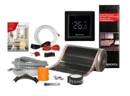 2,5m2 - Zestaw folii o szerokości 50 cm mocy 140W/m2 z akcesoriami z termoregulatorem TF-H6 Black