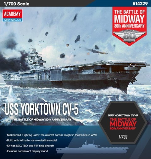 Model plastikowy yorktown cv-5 battle of midaway 1/700 Model plastikowy yorktown cv-5 battle of midaway 1/700