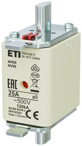 NH00 GG 25A/500V WKŁ.ZWŁ. KOMBI