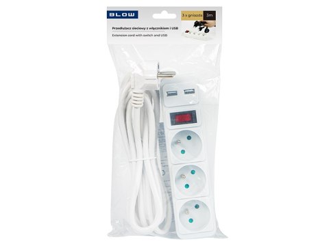 98-781# Przedłużacz sieciowy pr-370wsp/usb 3-gniazda+usb z uziemieniem+wyłącznik 3m biały 3x1,5mm 98-781# Przedłużacz sieciowy pr-370wsp/usb 3-gniazda+usb z uziemieniem+wyłącznik 3m biały 3x1,5mm