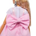 Lalka barbie deluxe style 3 różowa sukienka z dużą kokardą