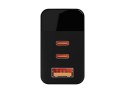 76-030# Ładowarka sieciowa lcd gniazdo usb + usb-cx2 pd 65w gan czarna