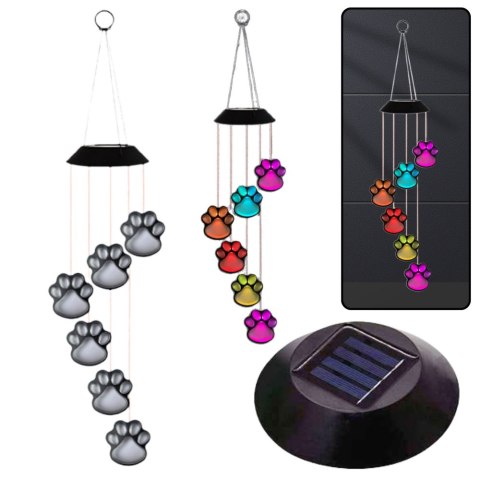 Lampki Solarne Ogrodowe LED Dzwonki Psie Łapy Kolorowe 70cm Lampki Solarne Ogrodowe LED Dzwonki Psie Łapy Kolorowe 70cm