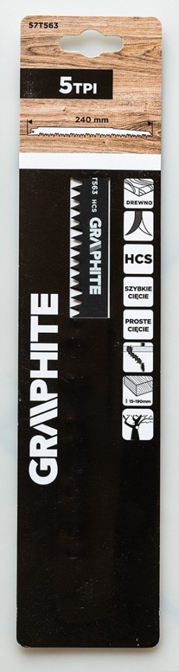 Brzeszczot do piły szablastej, HCS 240 x 19 x 1,5 mm, 5 TPI
