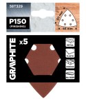 Papiery ścierne delta na rzep 93 x 93 mm, P150, 5 szt., z 6 otworami