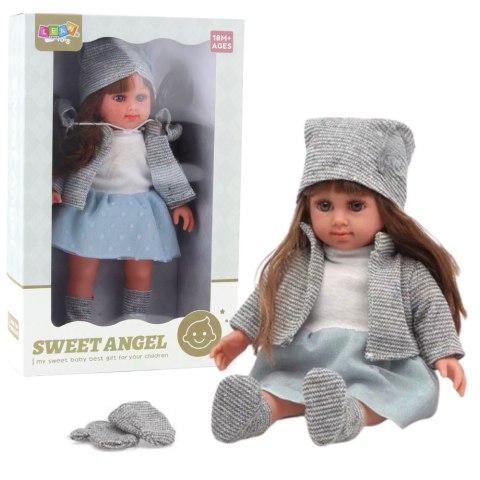 Lalka W Niebieskiej Sukience Czapeczka Sweterek Rękawiczki Czapka 36,5cm Lalka W Niebieskiej Sukience Czapeczka Sweterek Rękawiczki Czapka 36,5cm
