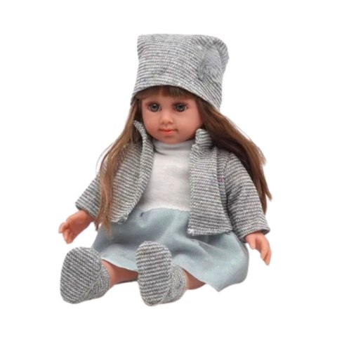 Lalka W Niebieskiej Sukience Czapeczka Sweterek Rękawiczki Czapka 36,5cm Lalka W Niebieskiej Sukience Czapeczka Sweterek Rękawiczki Czapka 36,5cm