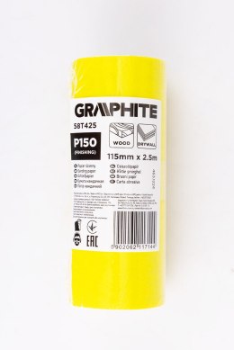 Papier ścierny żółty w rolce 2,5 m x 115 mm, P150
