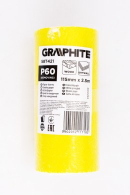 Papier ścierny żółty w rolce 2,5 m x 115 mm, P60