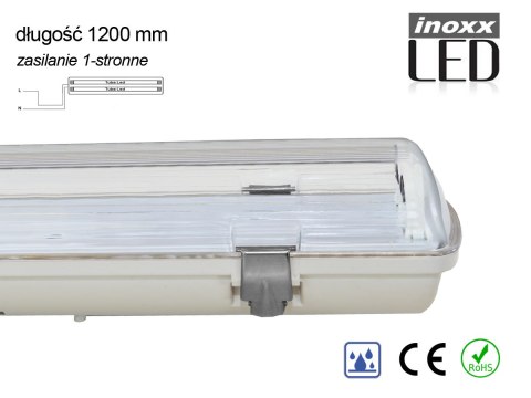 Zestaw: 2x oprawa hermetyczna lampa led ip65 1-stronna+ 4x świetlówka led 120cm 18w t8 6000k 1-stronna zimna Zestaw: 2x oprawa hermetyczna lampa led ip65 1-stronna+ 4x świetlówka led 120cm 18w t8 6000k 1-stronna zimna
