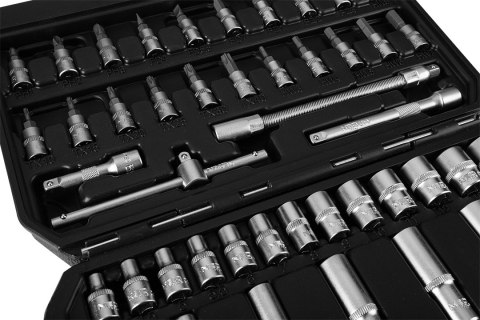 Zestaw kluczy nasadowych 1/4", 55 szt., satynowy Zestaw kluczy nasadowych 1/4", 55 szt., satynowy