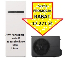 7kW Panasonic seria K z zasobnikiem 185L 1 faza Pompa ciepła ALL IN ONE SPLIT KIT-ADC07K3E5 WH-ADC0309K3E5 WH-UDZ07KE5 1FAZOWA