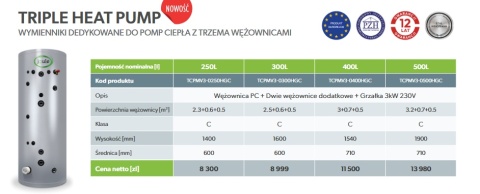 250L 3 wężownice CWU bufor wymiennik