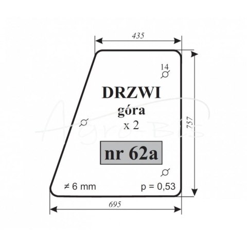 Szyba drzwi góra Zetor 7211 60117961 Szyba drzwi góra Zetor 7211 60117961