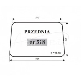 Szyba przednia ciągnik jugosławiański IMT-579