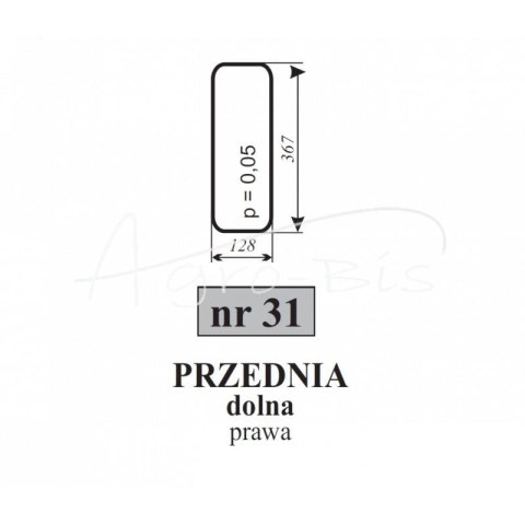 Szyba przednia dolna prawa Ursus C-360 kabina Sokółka