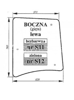 Szyba boczna zielona gięta lewa Proxima, 53369045