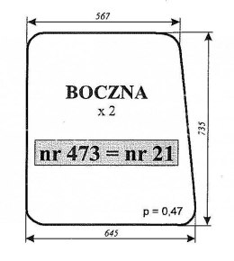 Szyba boczna C-360 kabina Kunów NR.21