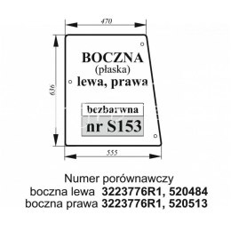 Szyba boczna Case bezbarwna płaska lewa/prawa
